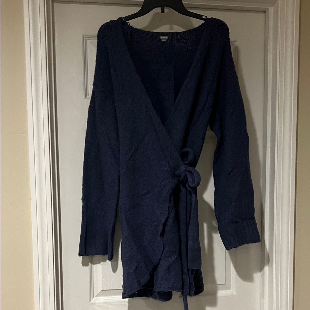Aerie Navy Long Sleeve Wrap Dress